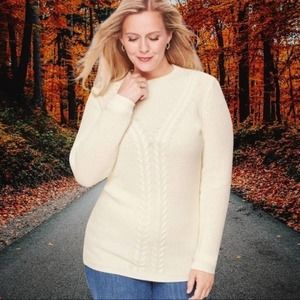 Talbots Cable Knit Shaker Stitch Lambswool Sweater‎ plus size 1XP